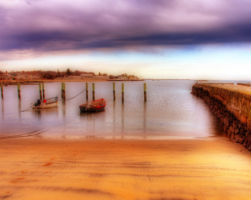 Boats at a coastal pier