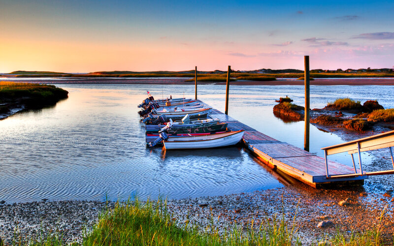 Boats at a Dock — Blue