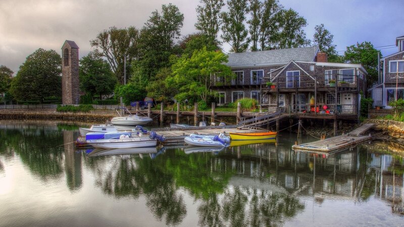 Boats at a Dock — Green, Serene