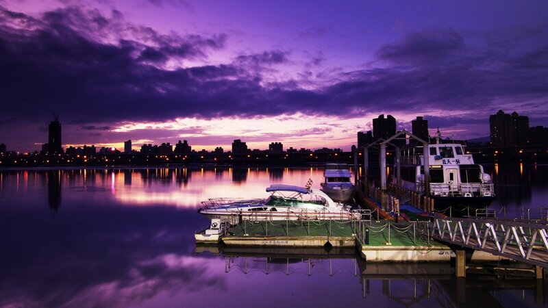 Boats at a Dock — Purple