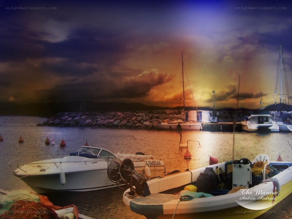 Boats at a harbor during sunset