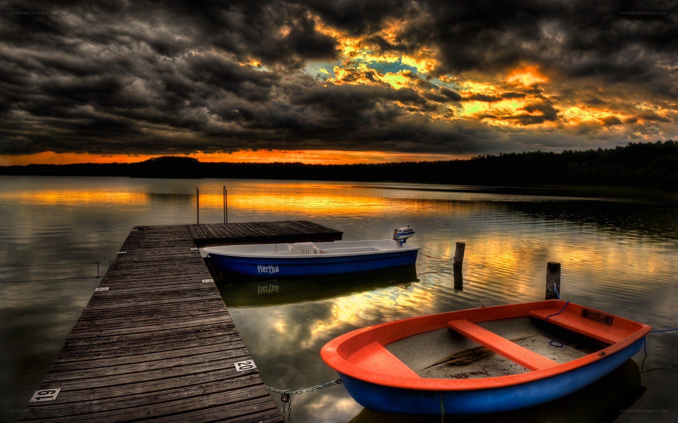 Boats at a lake dock