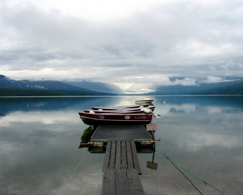 Boats at a lake dock