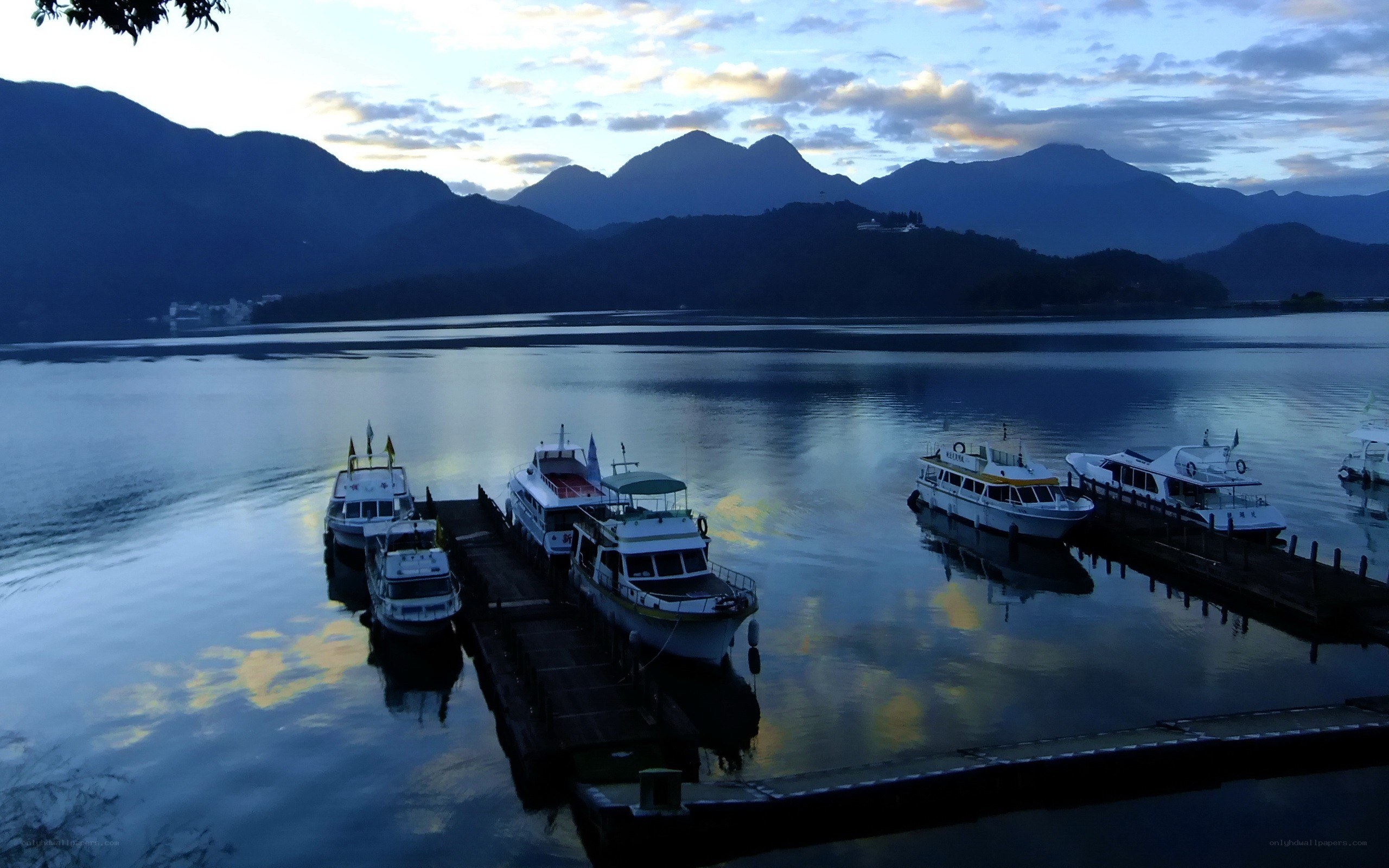 Boats at a lake dock