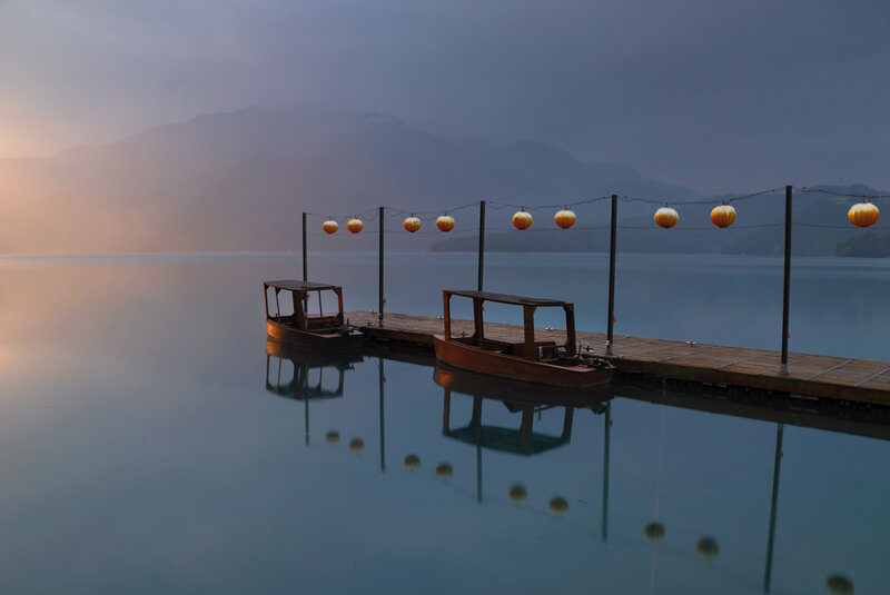 Boats at a lake dock