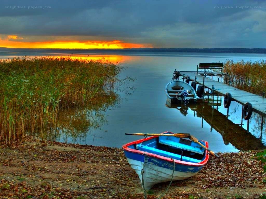 Boats at a lakeside dock