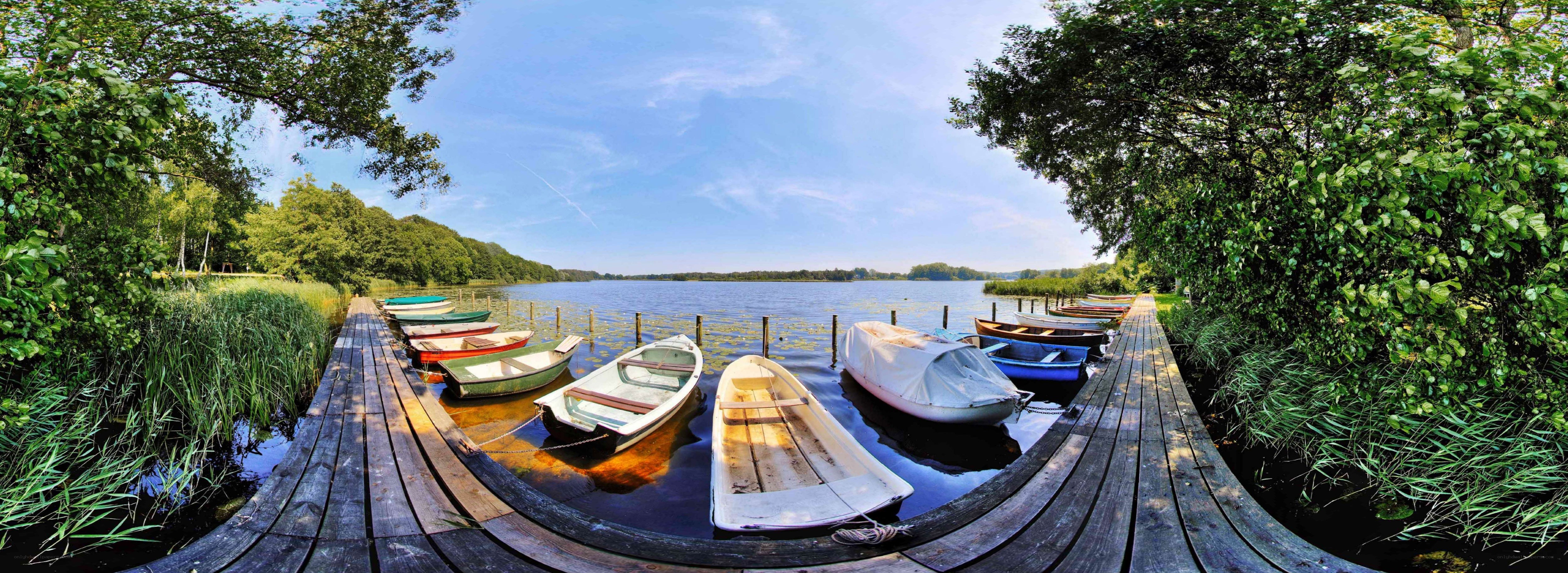 Boats at a lakeside dock