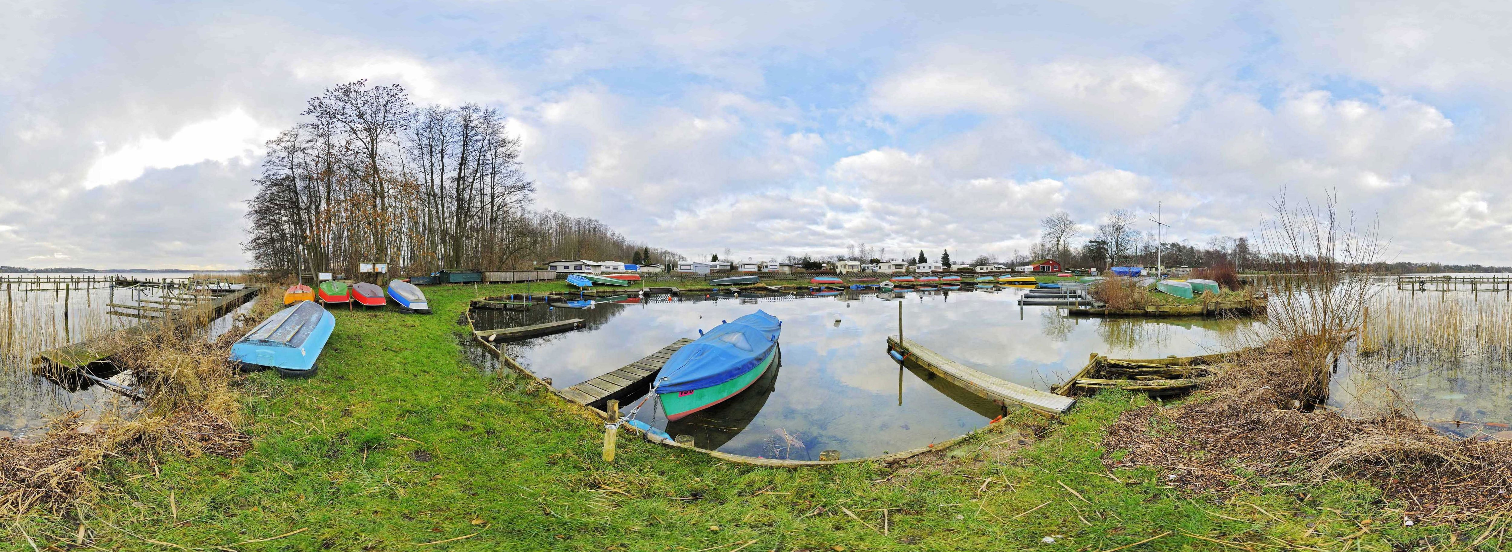 Boats at a lakeside marina