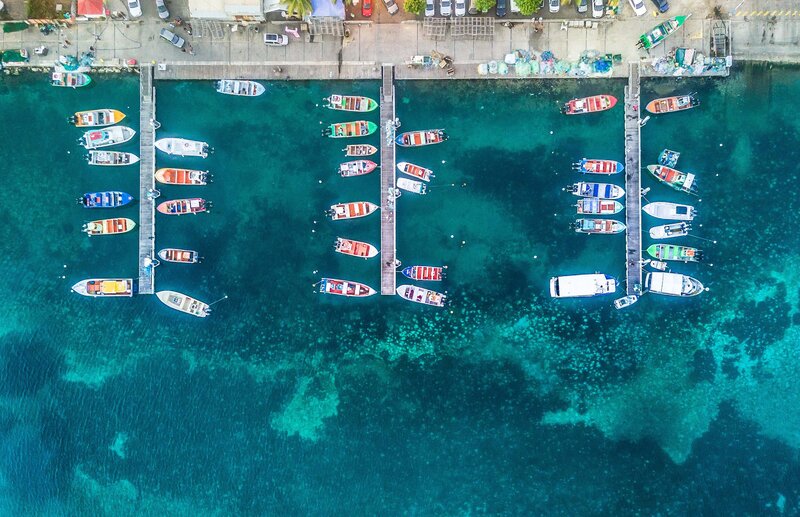 Boats at a Marina — Blue, Serene, Afternoon, Photograph