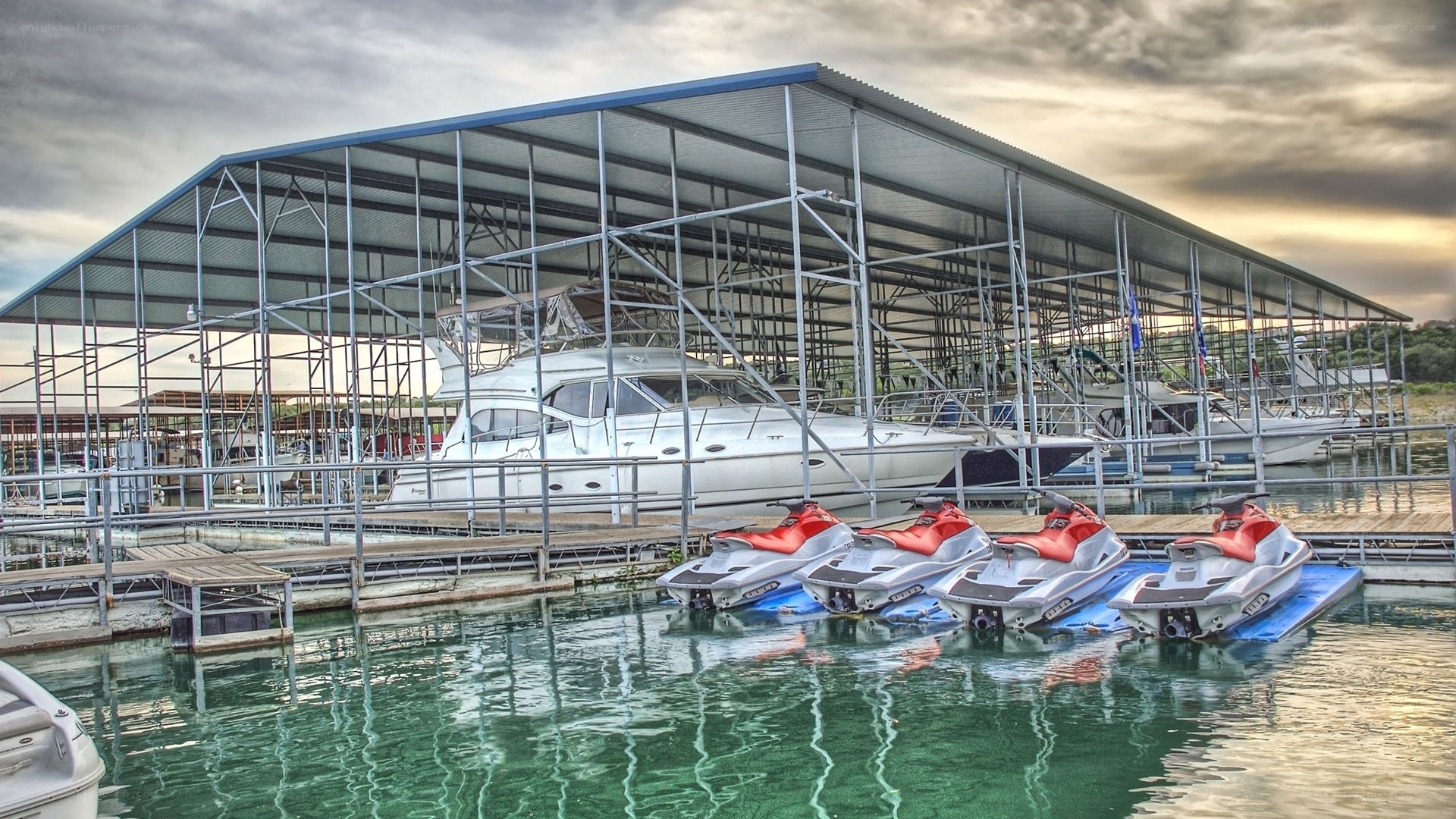 Boats at a marina dock