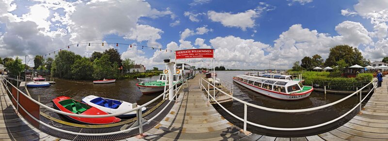 Boats at a riverside dock
