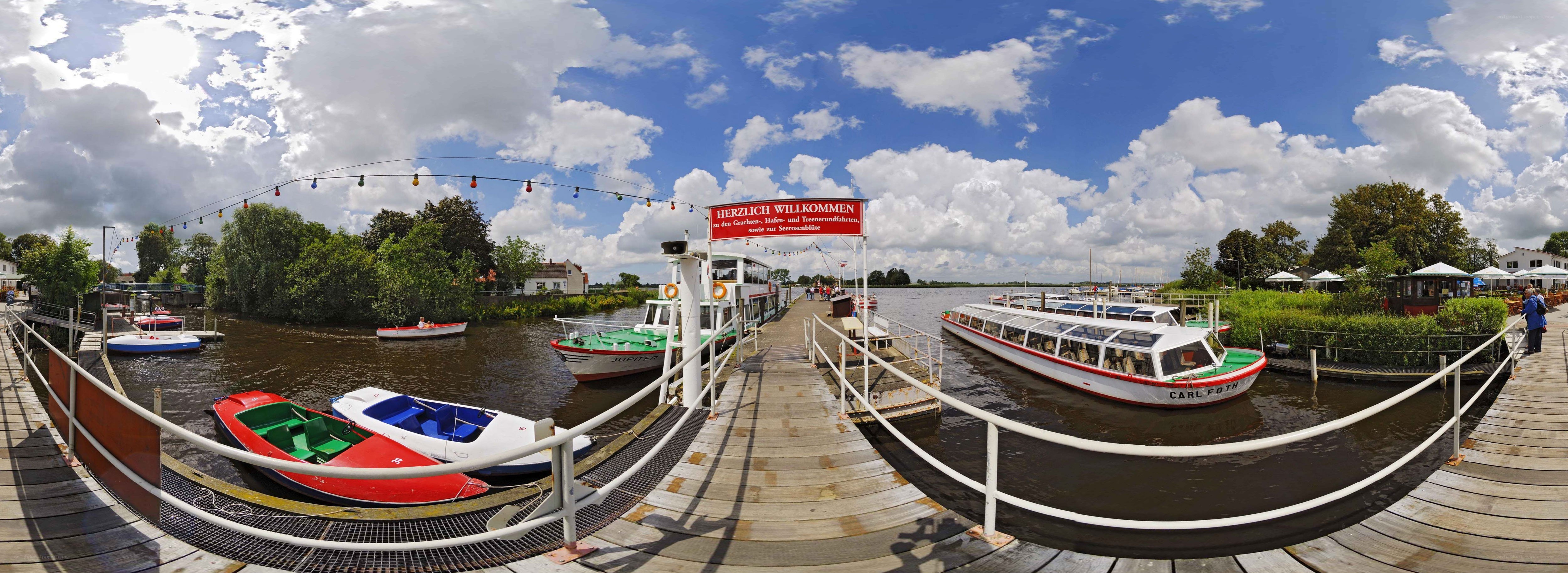 Boats at a riverside dock