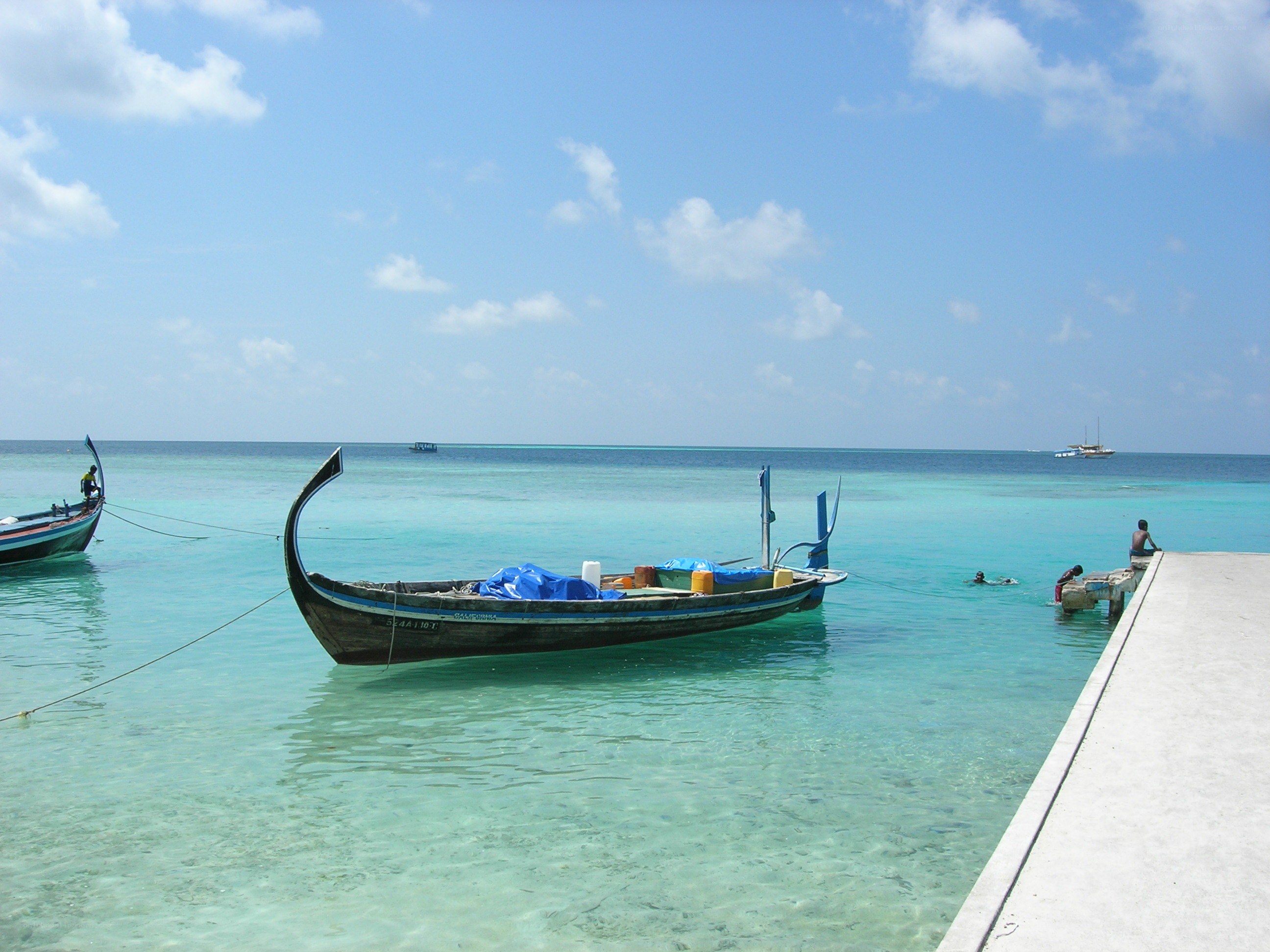 Boats at a tropical dock