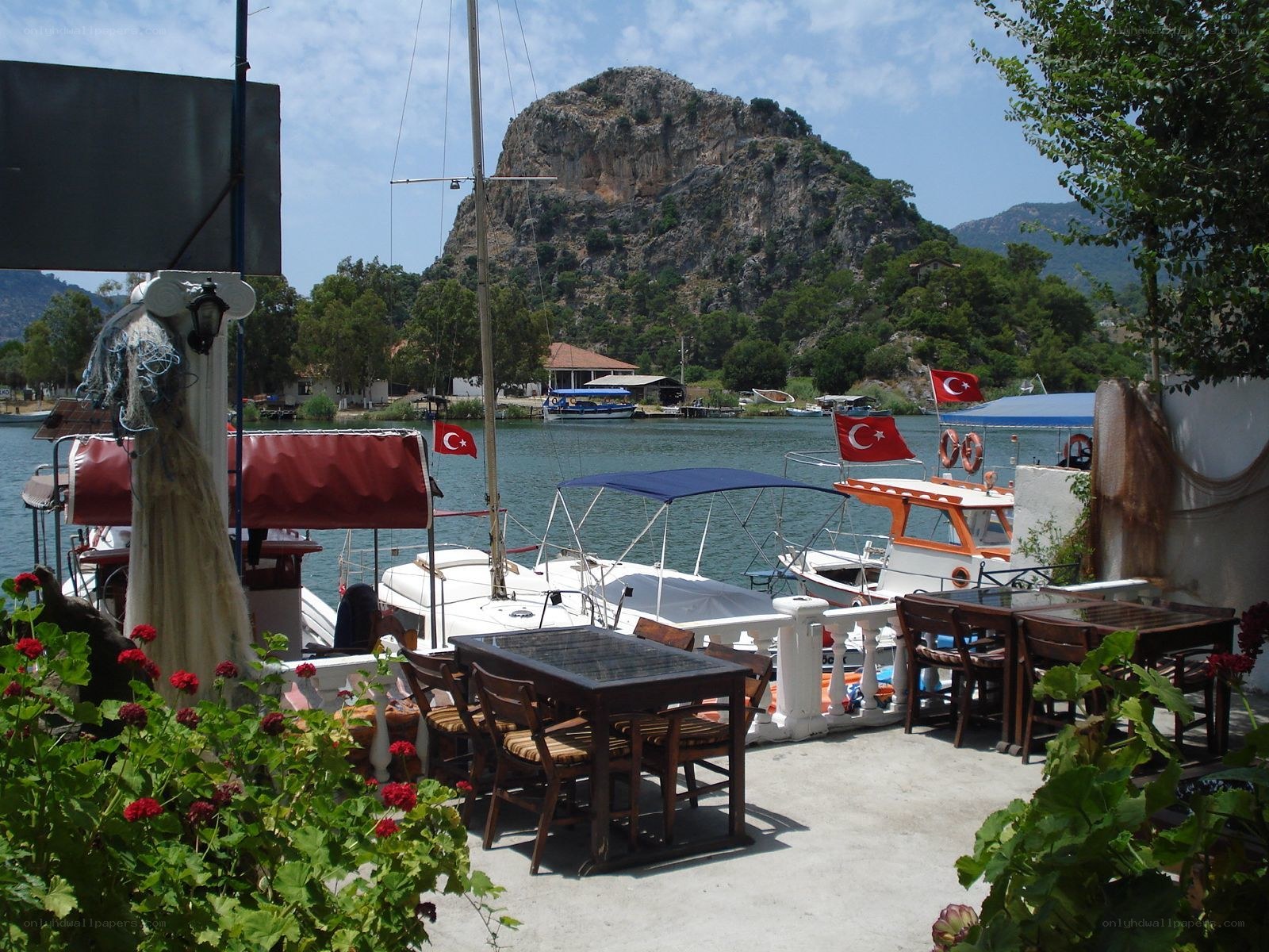 Boats at a Turkish waterfront