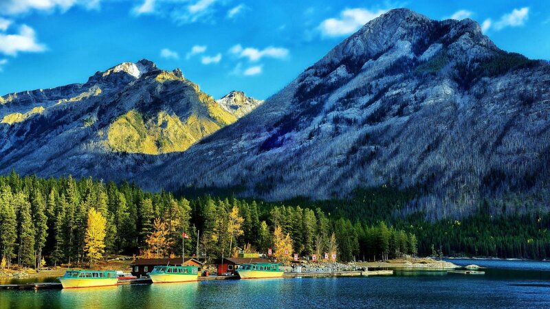 Boats at Mountain Lake — Blue