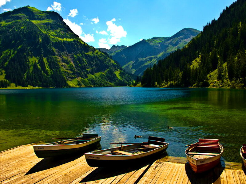 Boats at Mountain Lake