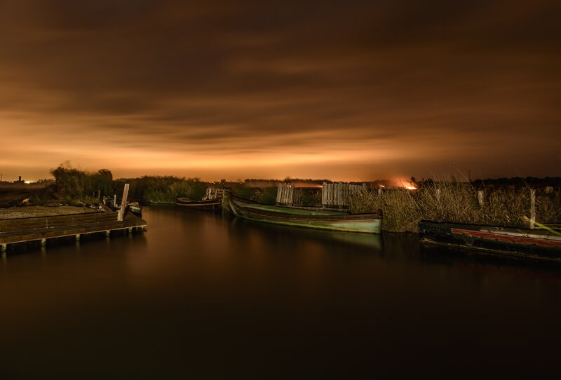 Boats at Night Dock