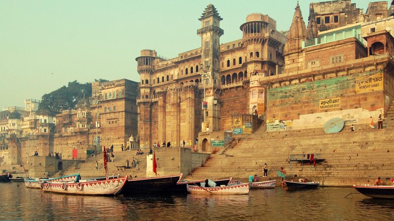 Boats at River Ghat — Brown