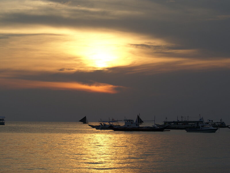 Boats at Sunset — Gold, Serene