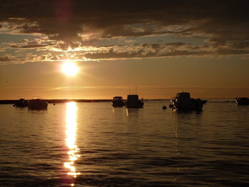 Boats at Sunset — Gold