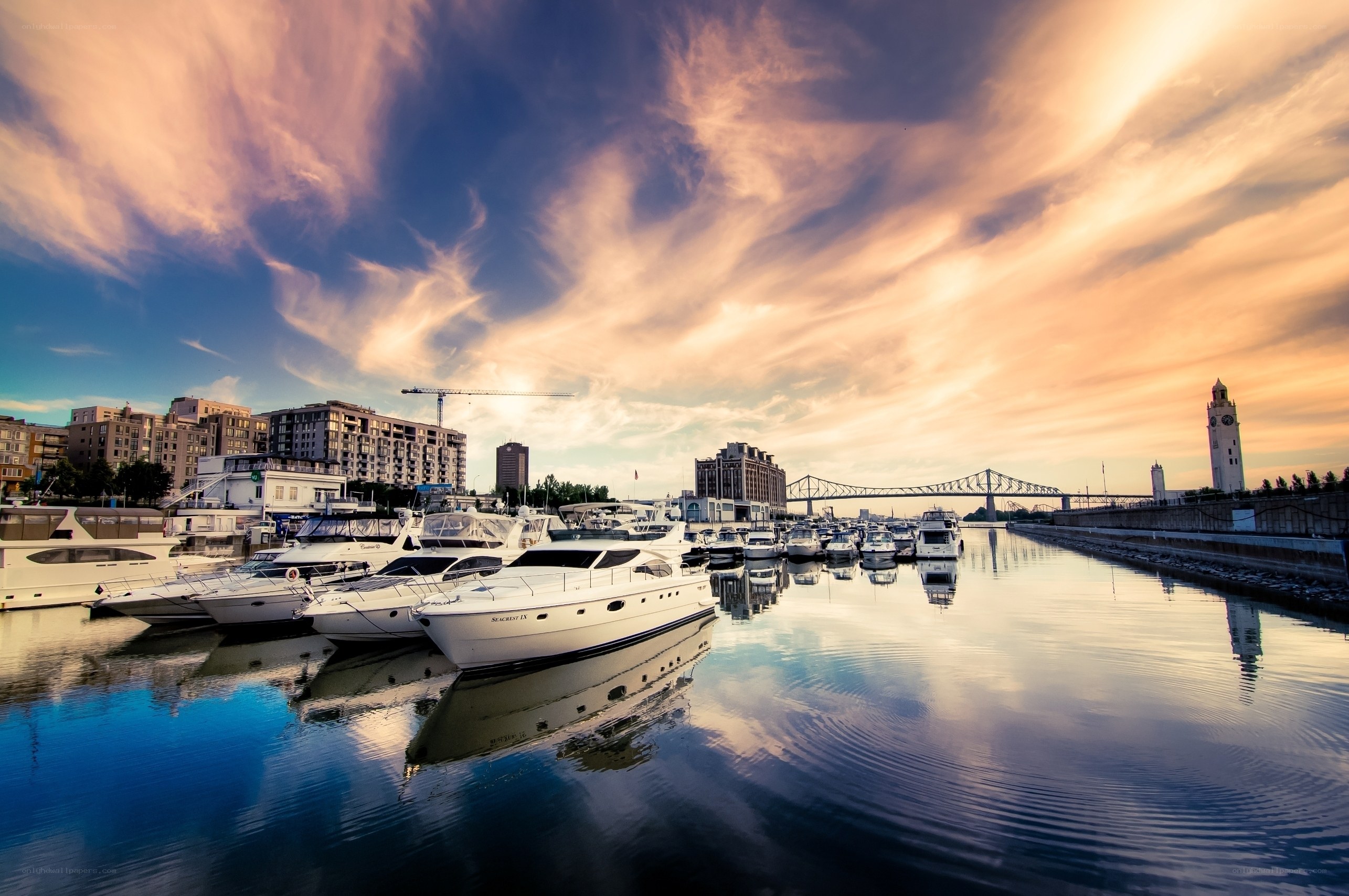 Boats at sunset in Montreal