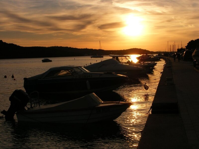 Boats at Sunset — Orange, Serene