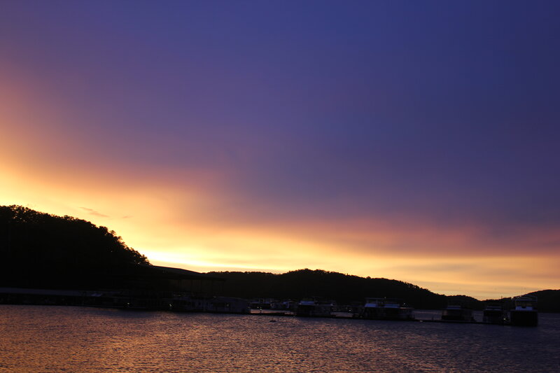 Boats at Sunset — Purple