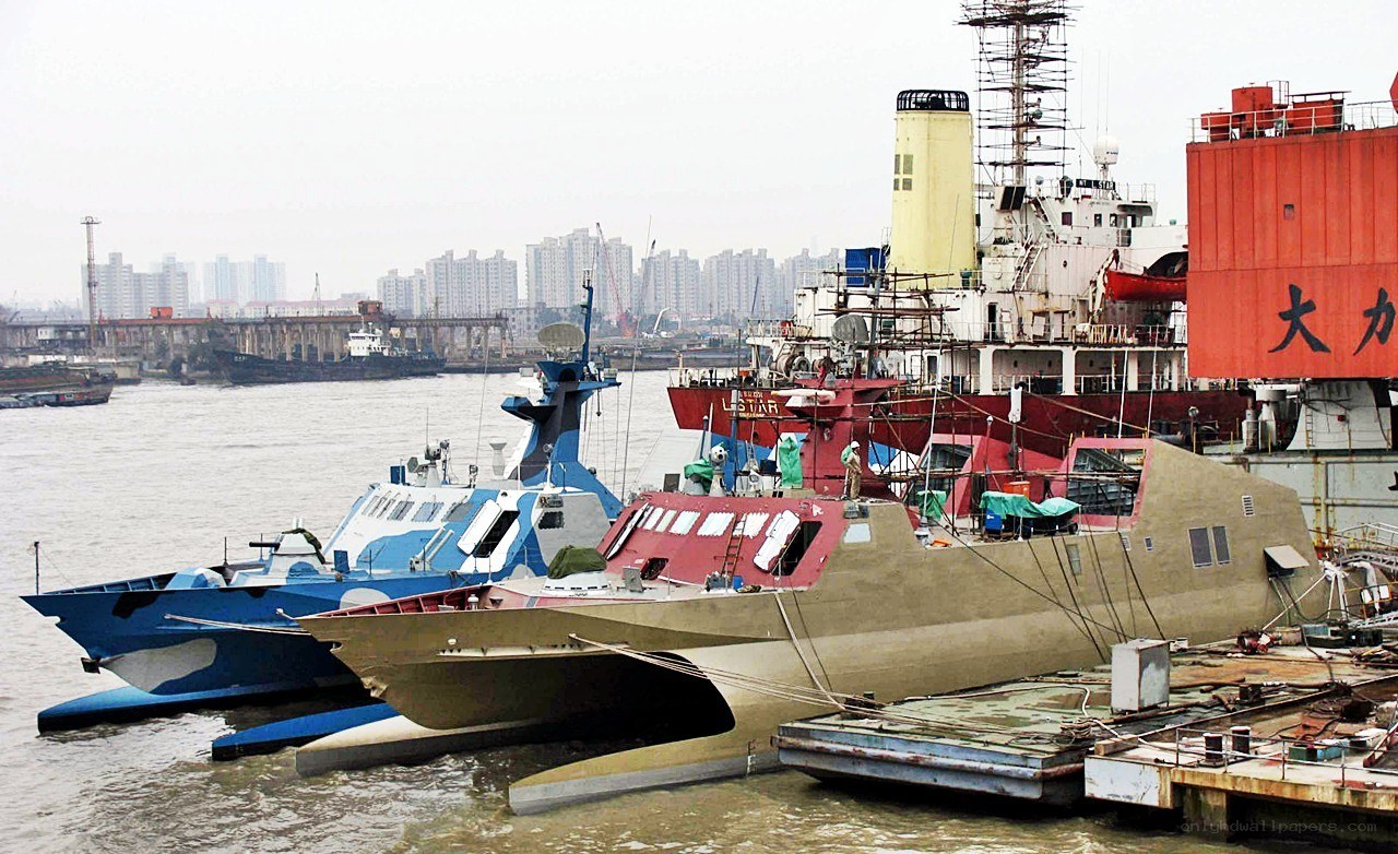 Boats docked at a port