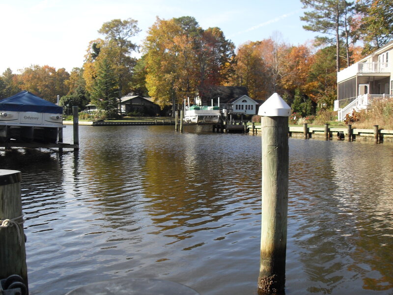 Boats docked at a waterfront community