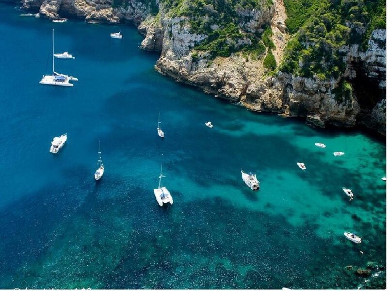 Boats in a Bay — Blue, Serene
