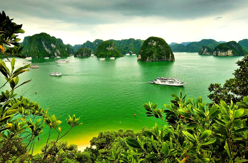 Boats in a Bay — Green, Serene, Afternoon, Photograph