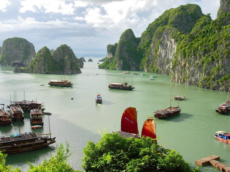 Boats in a Bay — Green, Serene
