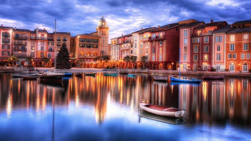Boats in a Canal — Blue