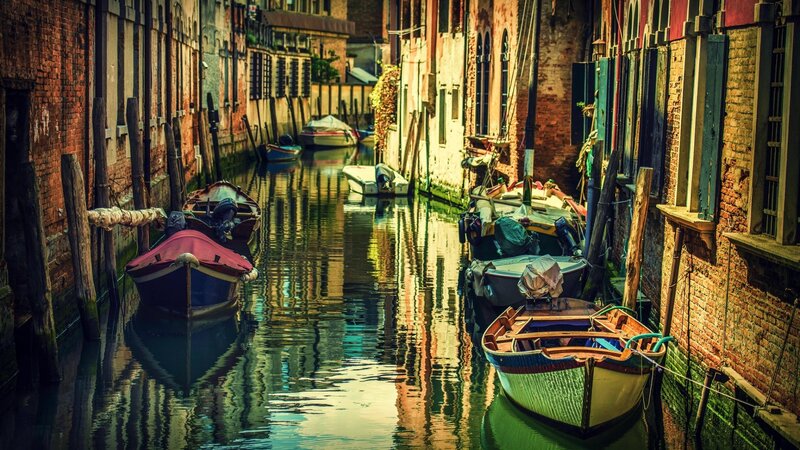 Boats in a Canal — Brown