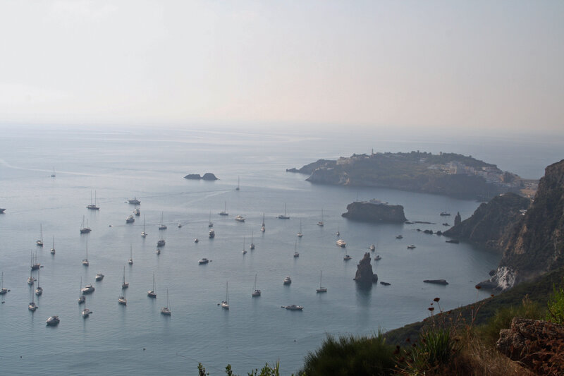 Boats in a Coastal Bay — Blue