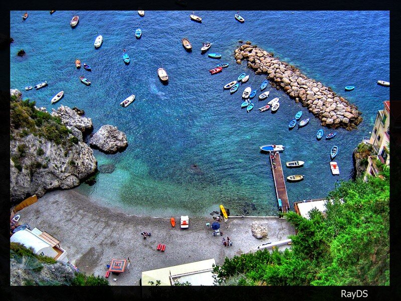 Boats in a coastal cove