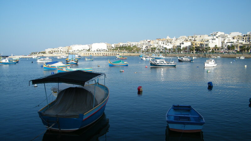 Boats in a coastal harbor