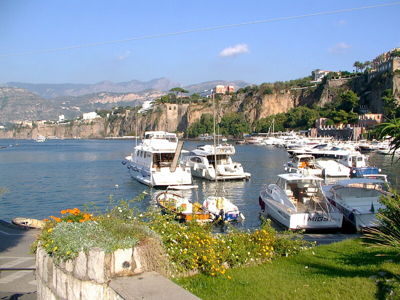 Boats in a coastal harbor