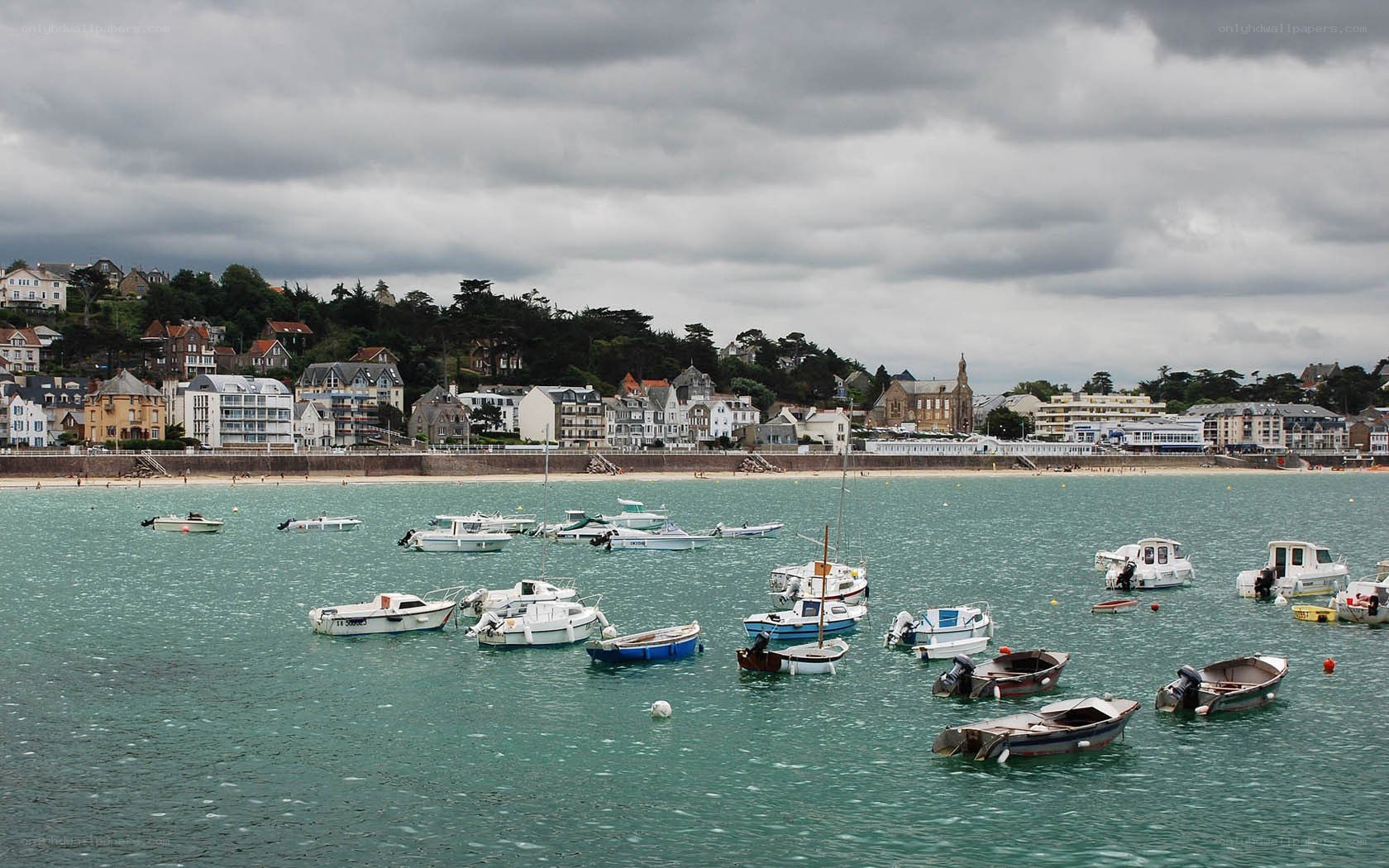 Boats in a coastal harbor