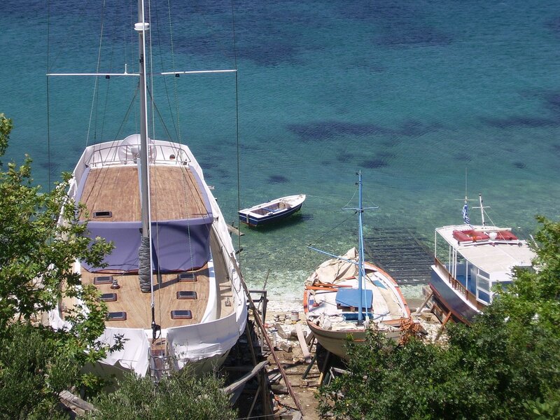 Boats in a coastal harbor