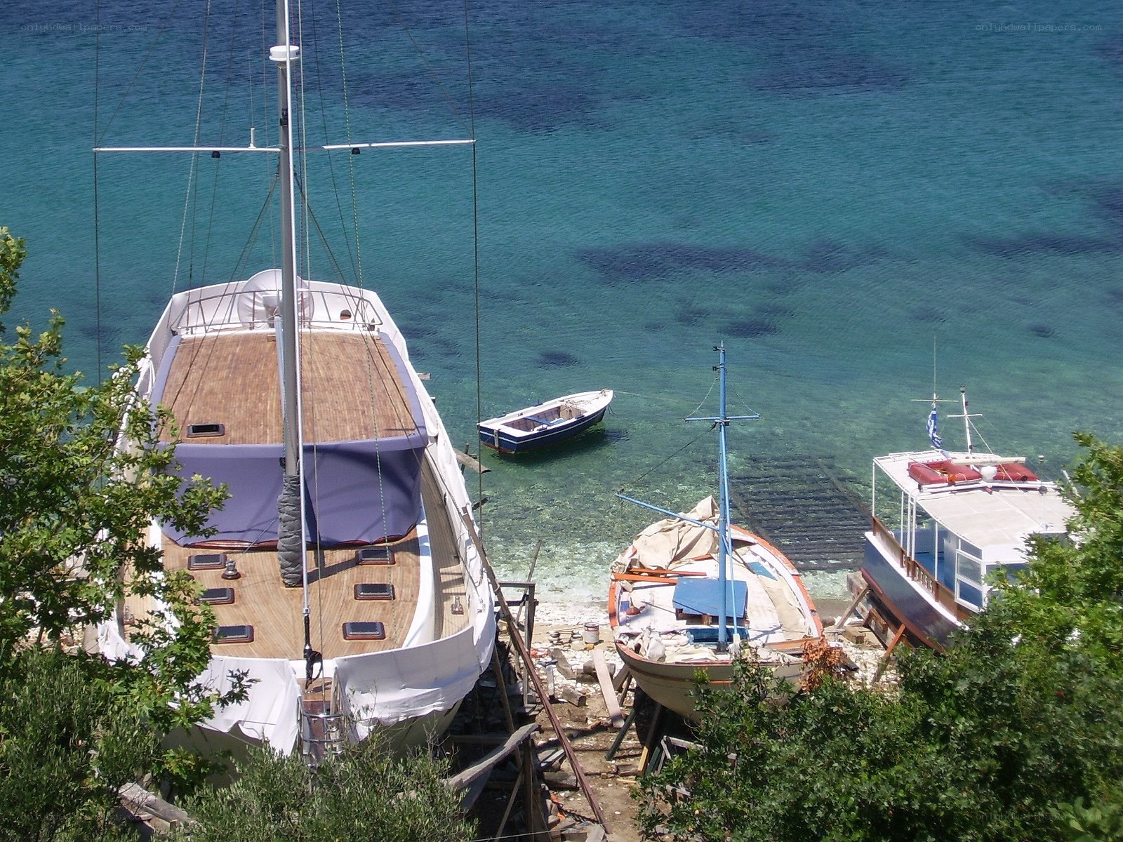 Boats in a coastal harbor