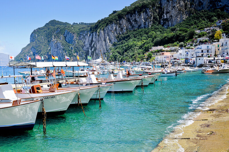 Boats in a coastal harbor