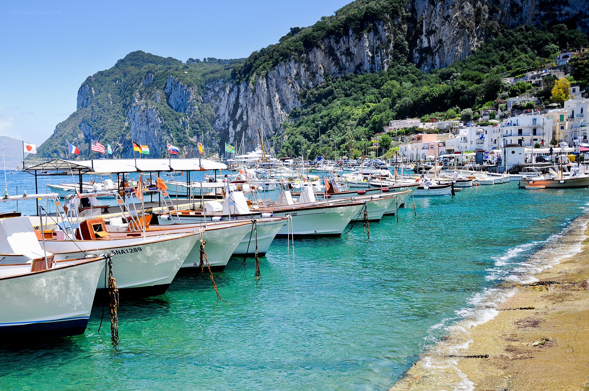 Boats in a coastal harbor
