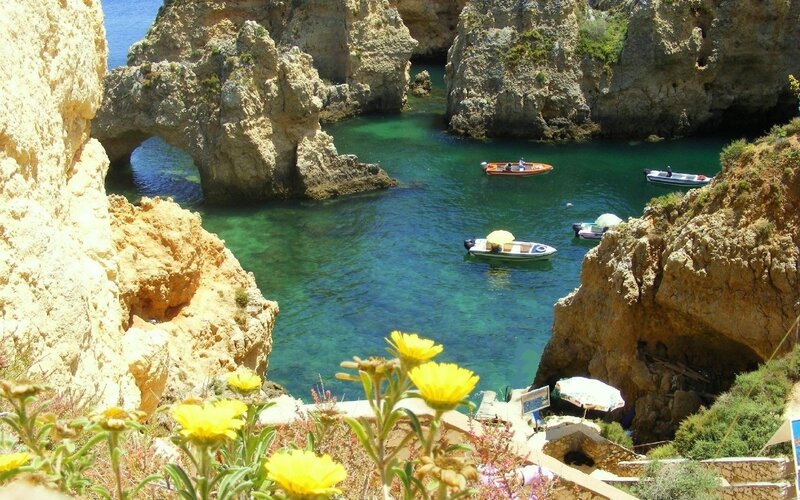 Boats in a Cove — Blue, Serene