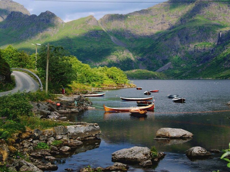 Boats in a Fjord — Green