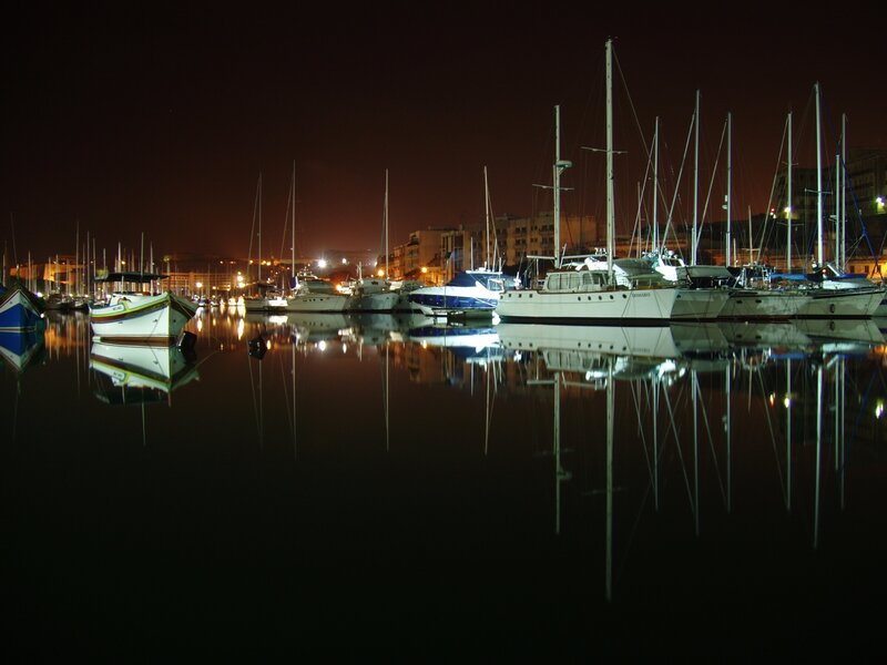 Boats in a Harbor — Black, Serene