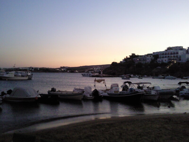 Boats in a Harbor — Blue, Calm, Sunset