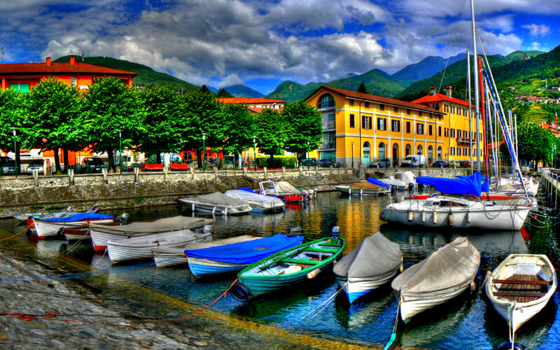 Boats in a Harbor — Blue, Dramatic, Afternoon