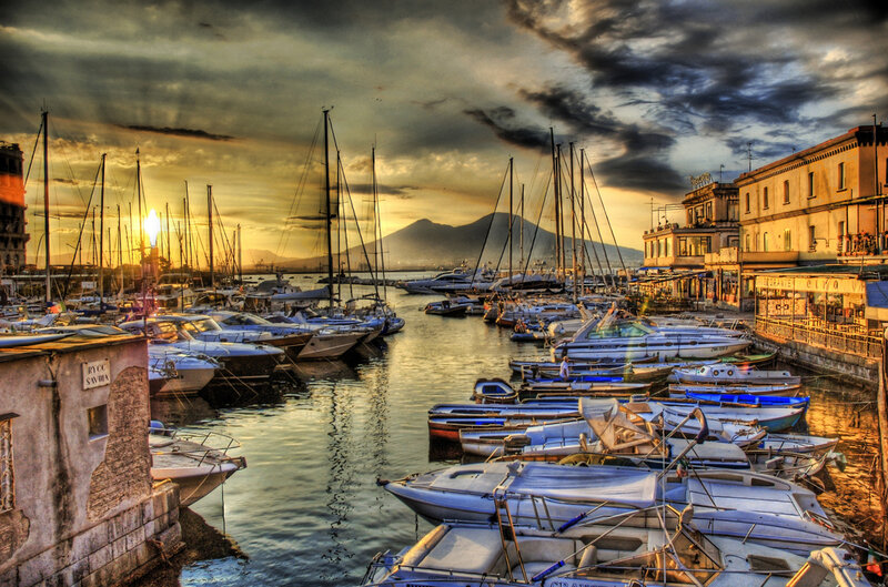 Boats in a Harbor — Blue, Dramatic