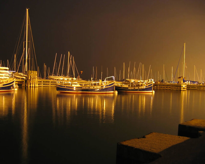 Boats in a Harbor — Blue